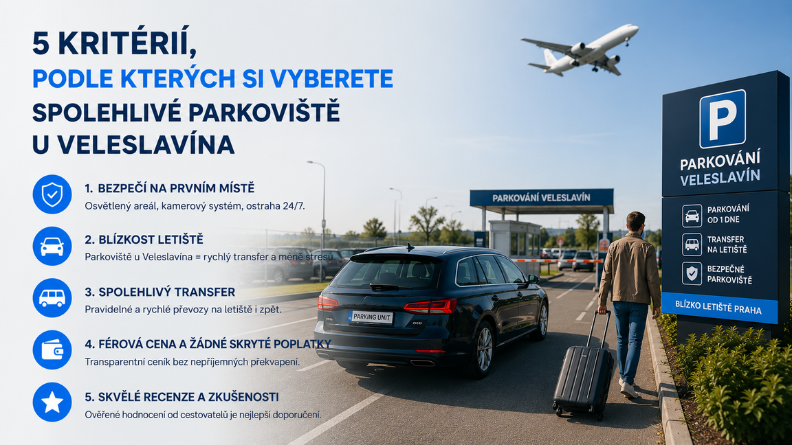 Pět kritérií, podle kterých si vyberete spolehlivé parkoviště u Veleslavína.