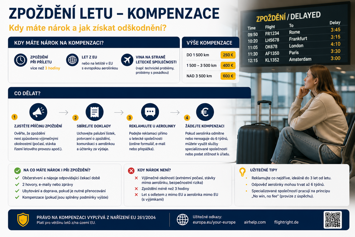 Zpoždění letu kompenzace: Kdy máte nárok a jak získat odškodnění?