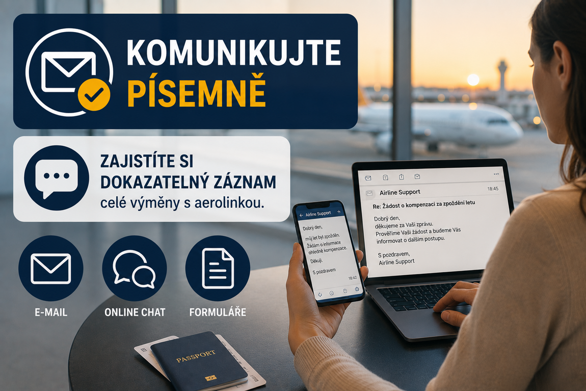 Žádost o kompenzaci podejte písemně – online formulářem nebo e-mailem.
